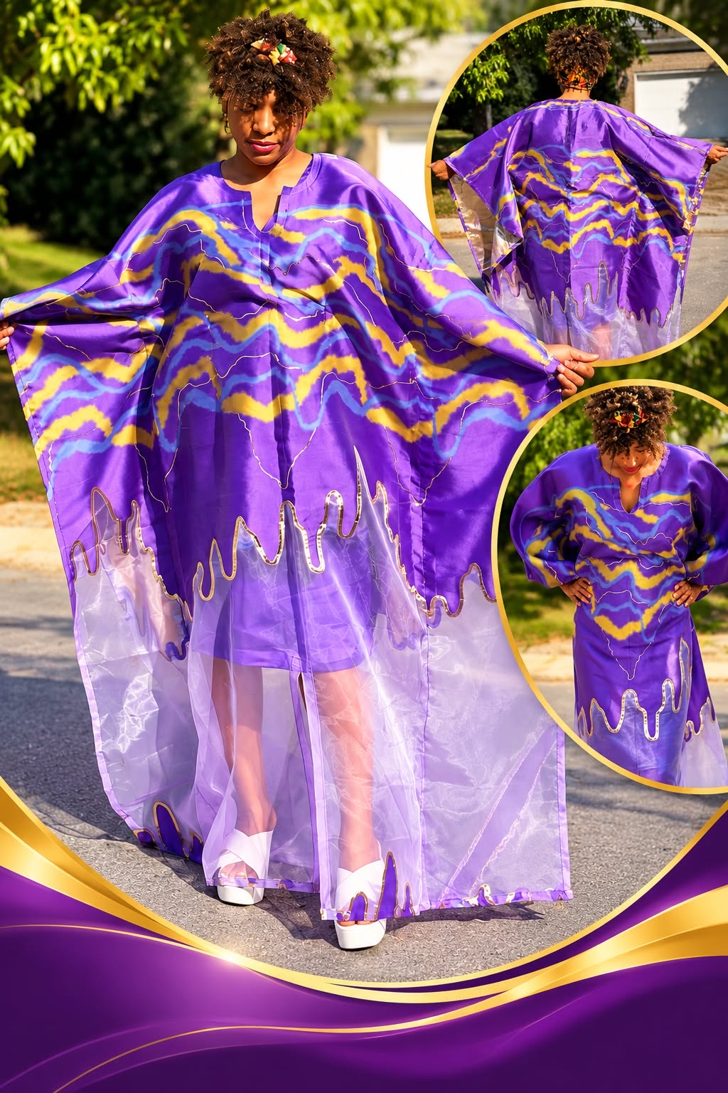 Modern Organza Damask Brocade Maxi Boubou Dress