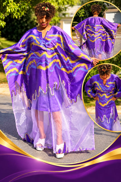Modern Organza Damask Brocade Maxi Boubou Dress