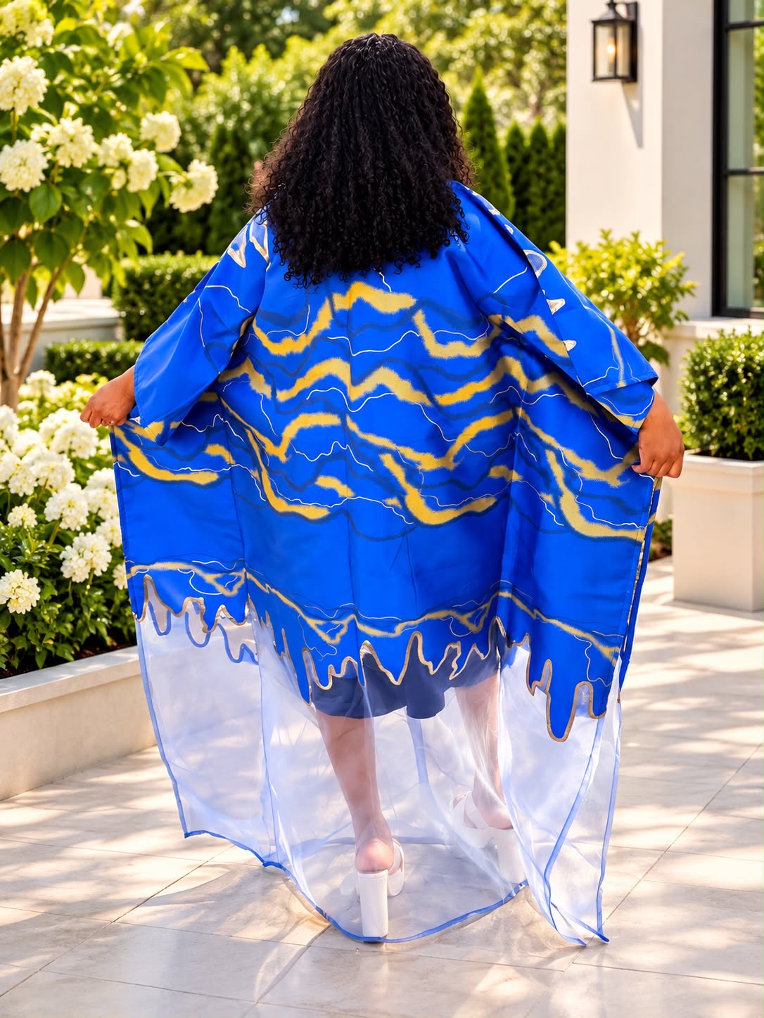 Modern Organza Damask Brocade Maxi Boubou Dress