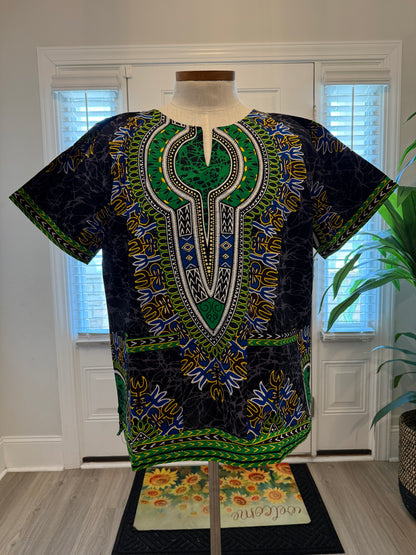 African Ethnic Print Men Danshiki Top