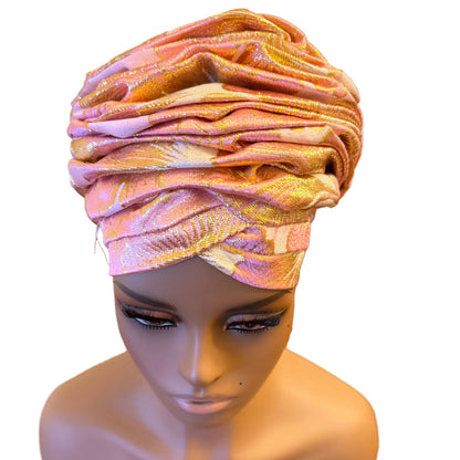 African Damask Flower Shaped Turban /Dastar/Hijab/Chador/Tigno/ headscarf/wrap/Hat