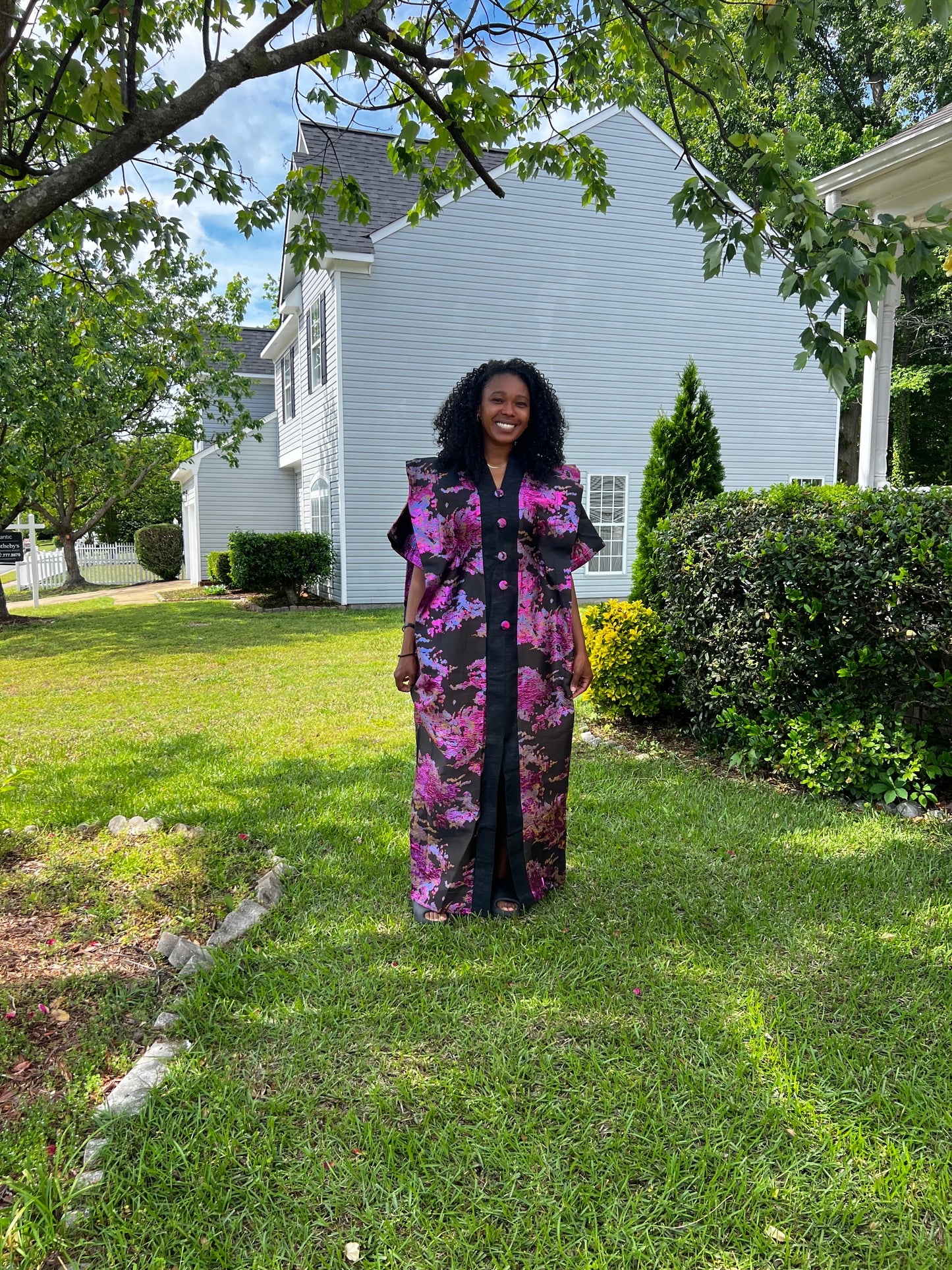 African Luxury Damask Brocade Abstract Pattern Bubu Maxi Dress