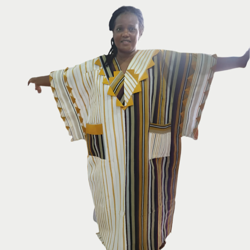 Special African Traditional Woven Aso-Oke/Kente Boubou Maxi Dress