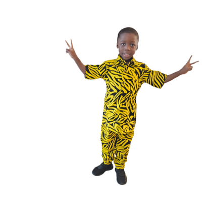 African Ankara Wax Print Afro Boys Shirt/Pant Set
