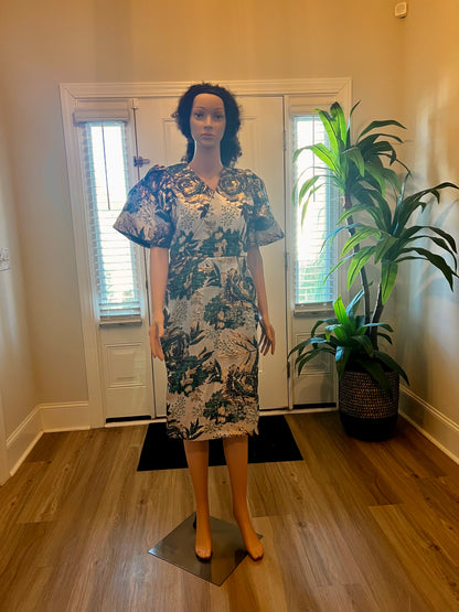 Afro Leah Damask Brocade Dress