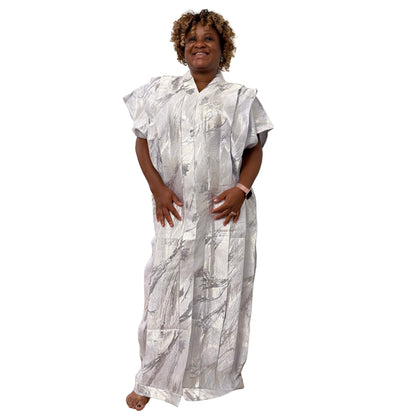 High Quality Luxury White African Damask Brocade Bubu/Boubou Maxi Dress Buga Style