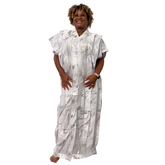 White African Damask Brocade Maxi Dress: Bubu Buga Style