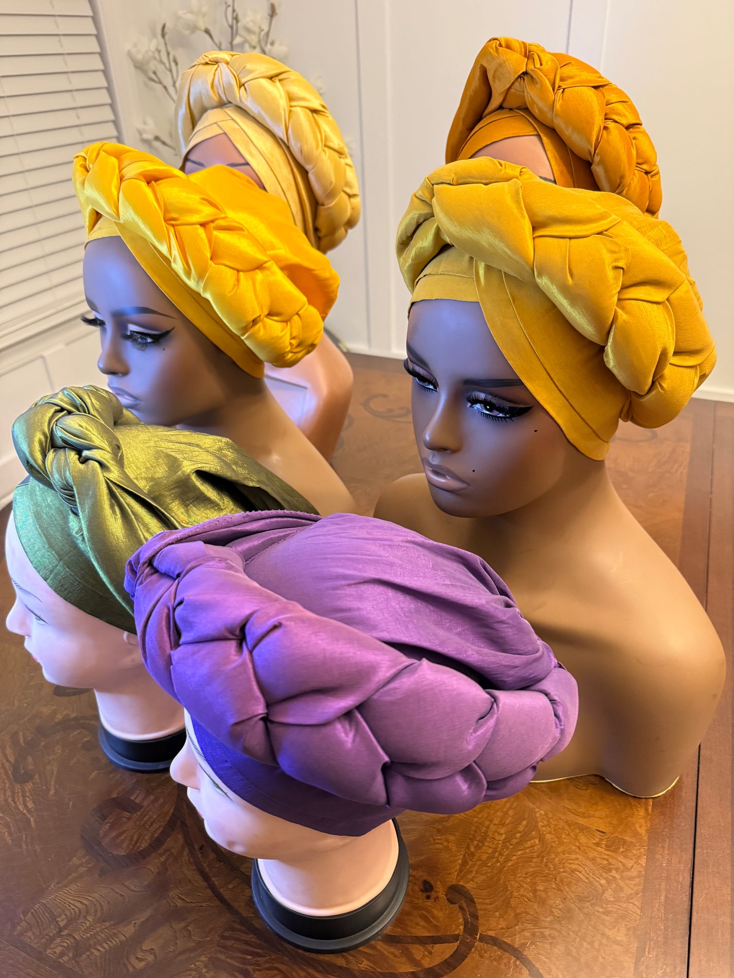 African Double Patterned Afro Abeke Turban/Hat/Cap