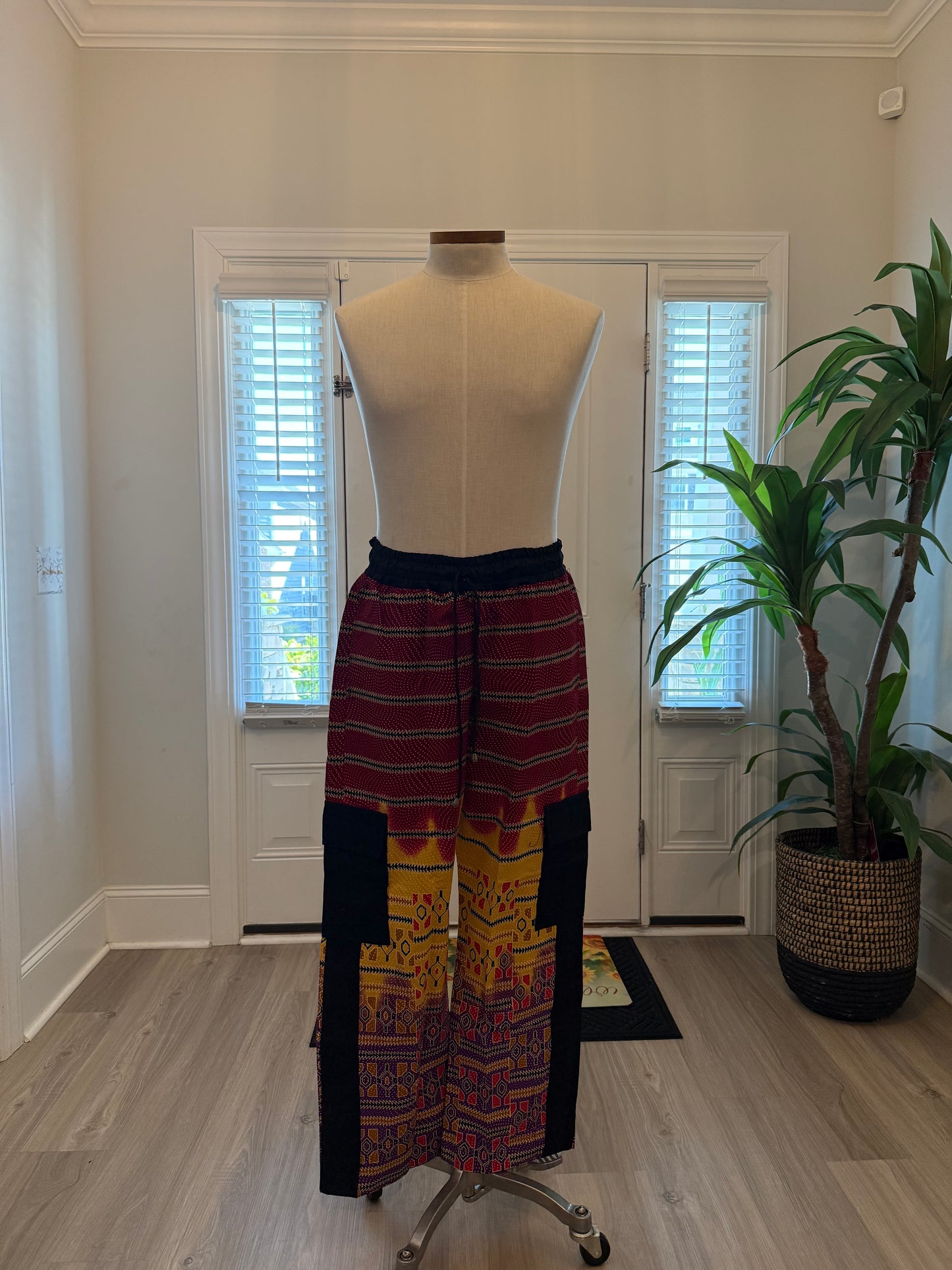 African Ankara Wax Prints  Double Pockets Cargo Pants/Bottom for Men