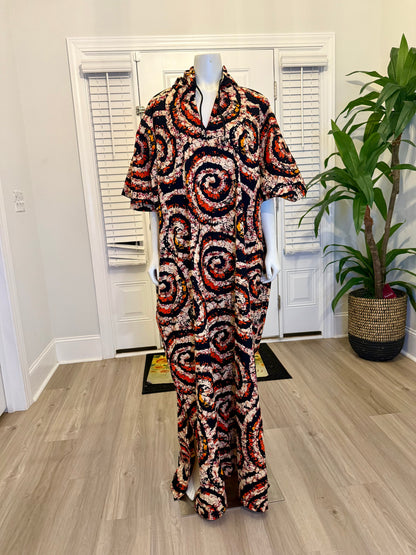 Modern African Ankara Wax Print Hoodie Dress with Glittery stone Embellishments