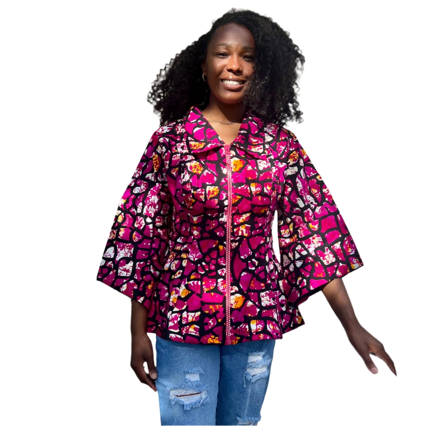 African Prints Ankara Fitted Tops/Blouse Afro American Outfits
