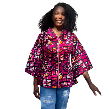 African Prints Ankara Fitted Tops/Blouse Afro American Outfits