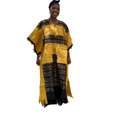 Special African Traditional Woven Aso-Oke/Kente Bubu Maxi Dress