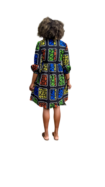 African Print Ankara Afro Tiara Dress Multicolored Dress