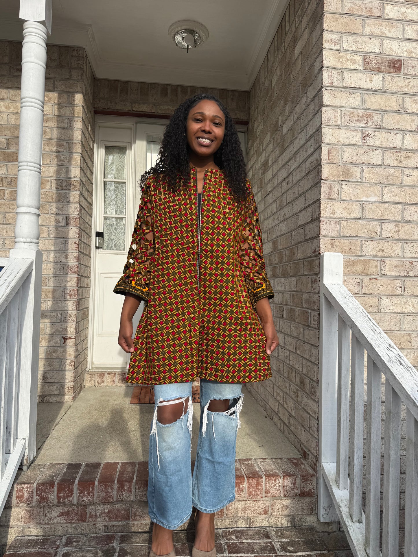 African Ankara Wax Print Women Zipper Jacket Tops/Blouse