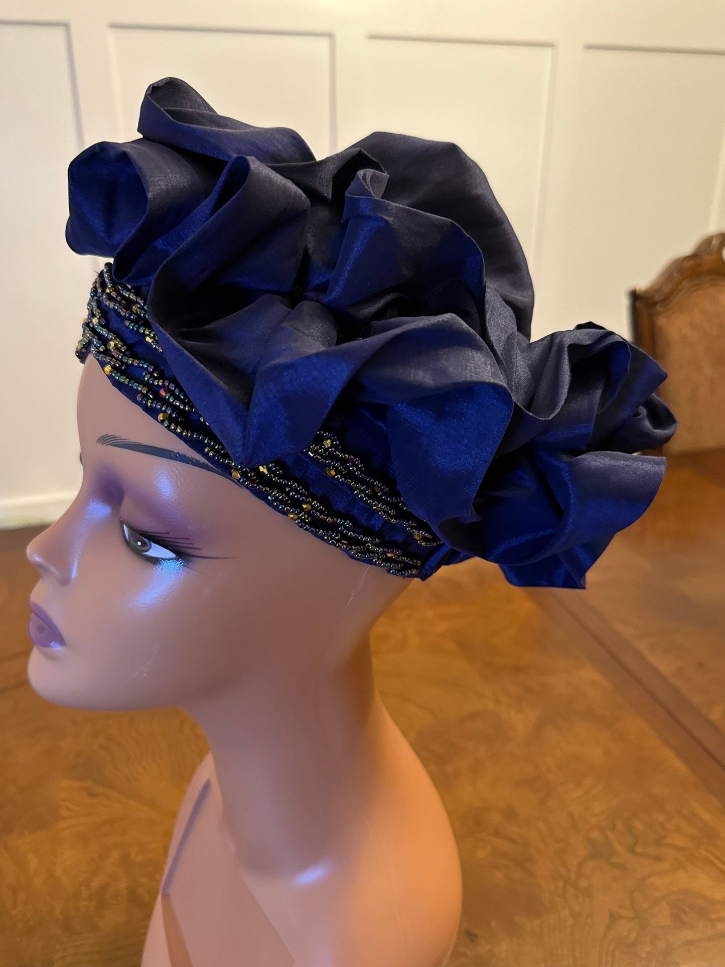 African Double Patterned Beaded Afro Adufe Turban/Hat/Cap Afro American Outfits