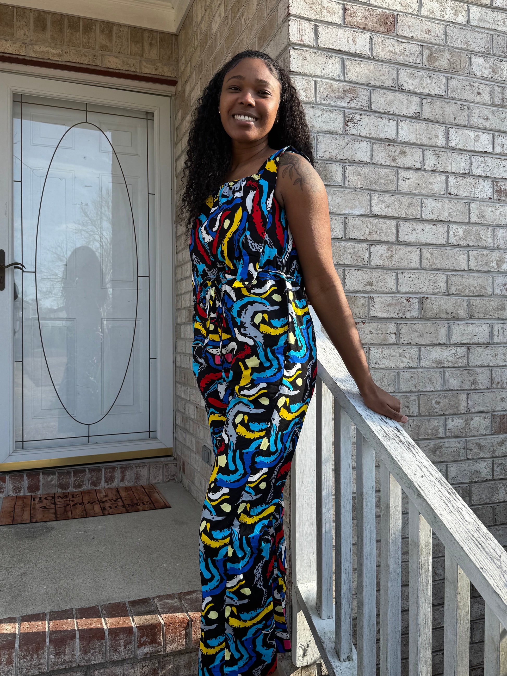 African Ankara Wax Print Afro Zina Jumpsuit Afro American Outfits