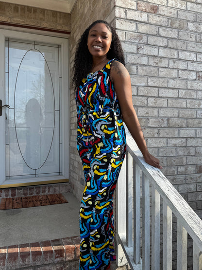 African Ankara Wax Print Afro Zina Jumpsuit Afro American Outfits