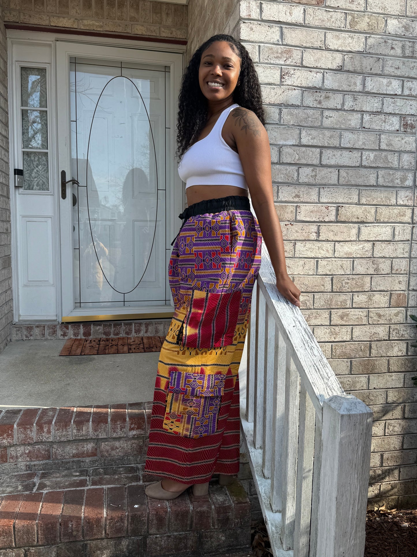 African Ankara Wax Prints  Double Pockets Cargo Pants/Bottom