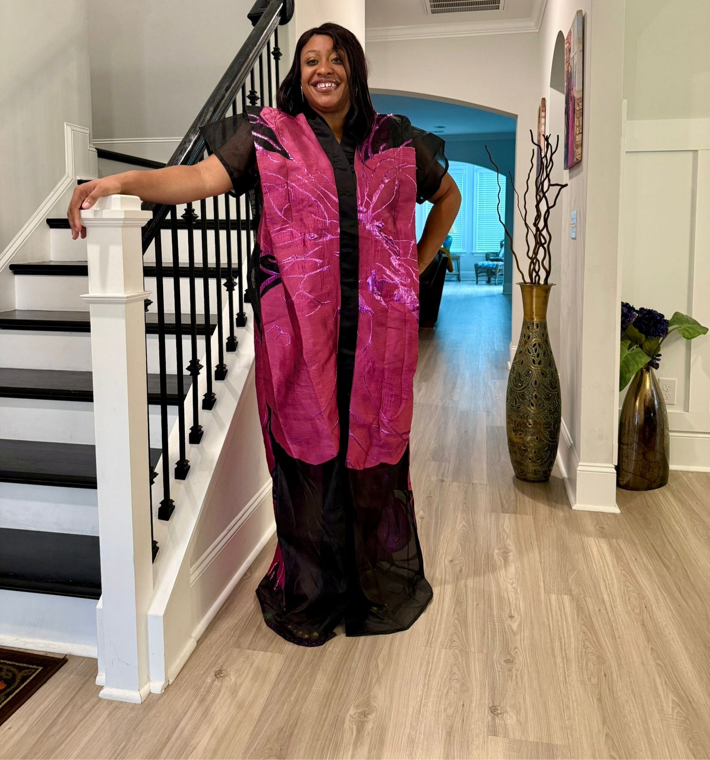 Luxury African Modern European Organza Brocade Bubu/Boubou Maxi Dress with Inner wear