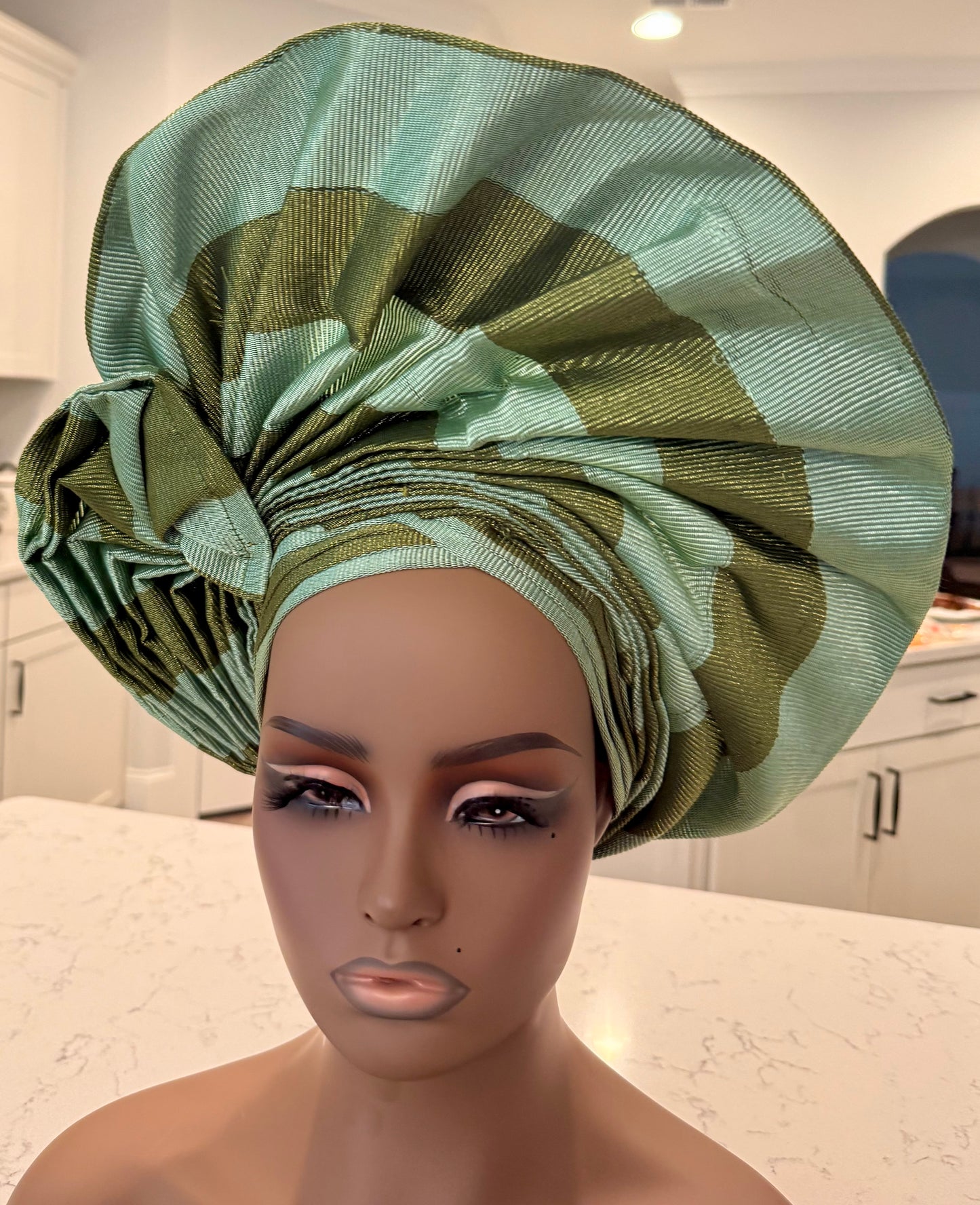 Special Green African Traditional Woven Aso-Oke/Kente Dress