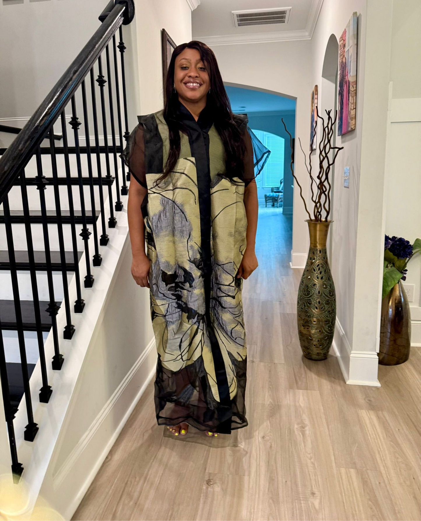 Luxury African Modern European Organza Brocade Bubu/Boubou Maxi Dress with Inner wear