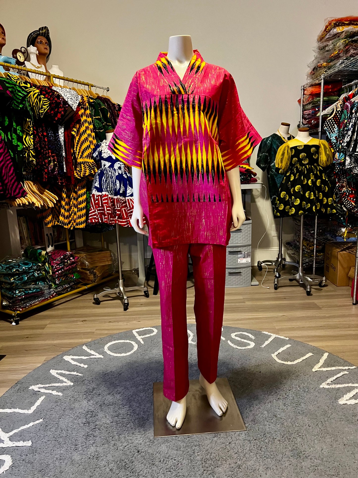 Afro Kente Gold Buga Pant Set Afro American Outfits