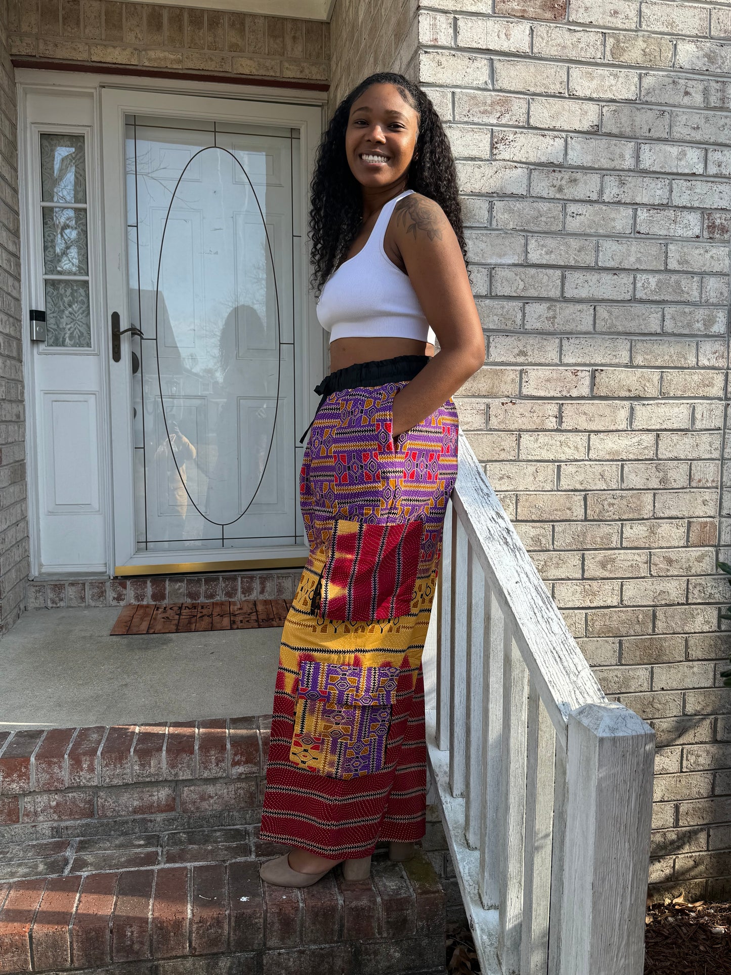 African Ankara Wax Prints  Double Pockets Cargo Pants/Bottom