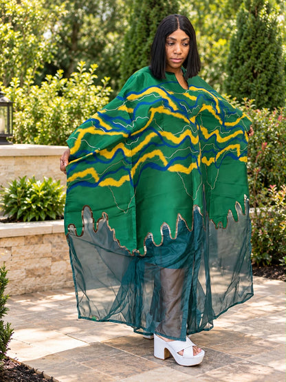 Modern Organza Damask Brocade Maxi Boubou Dress