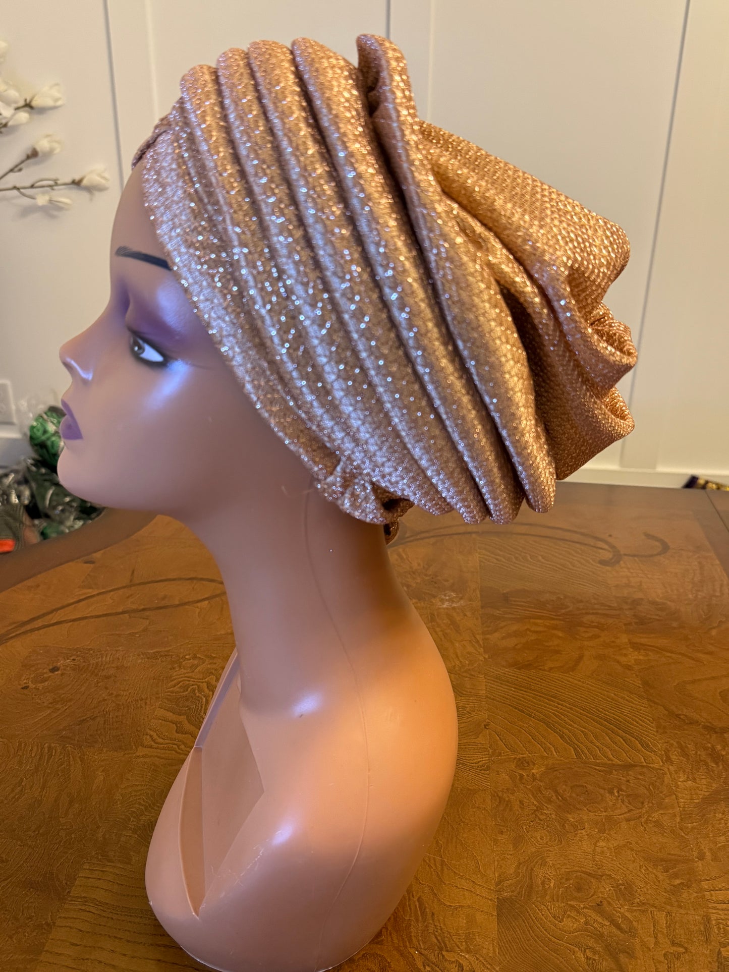 African glittering Step Patterned Turban