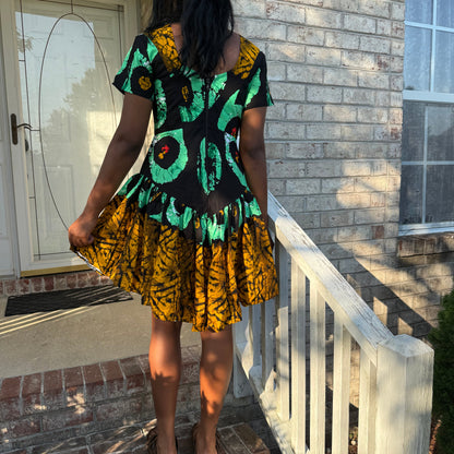 African  Print Ankara Tri Colored  Dress