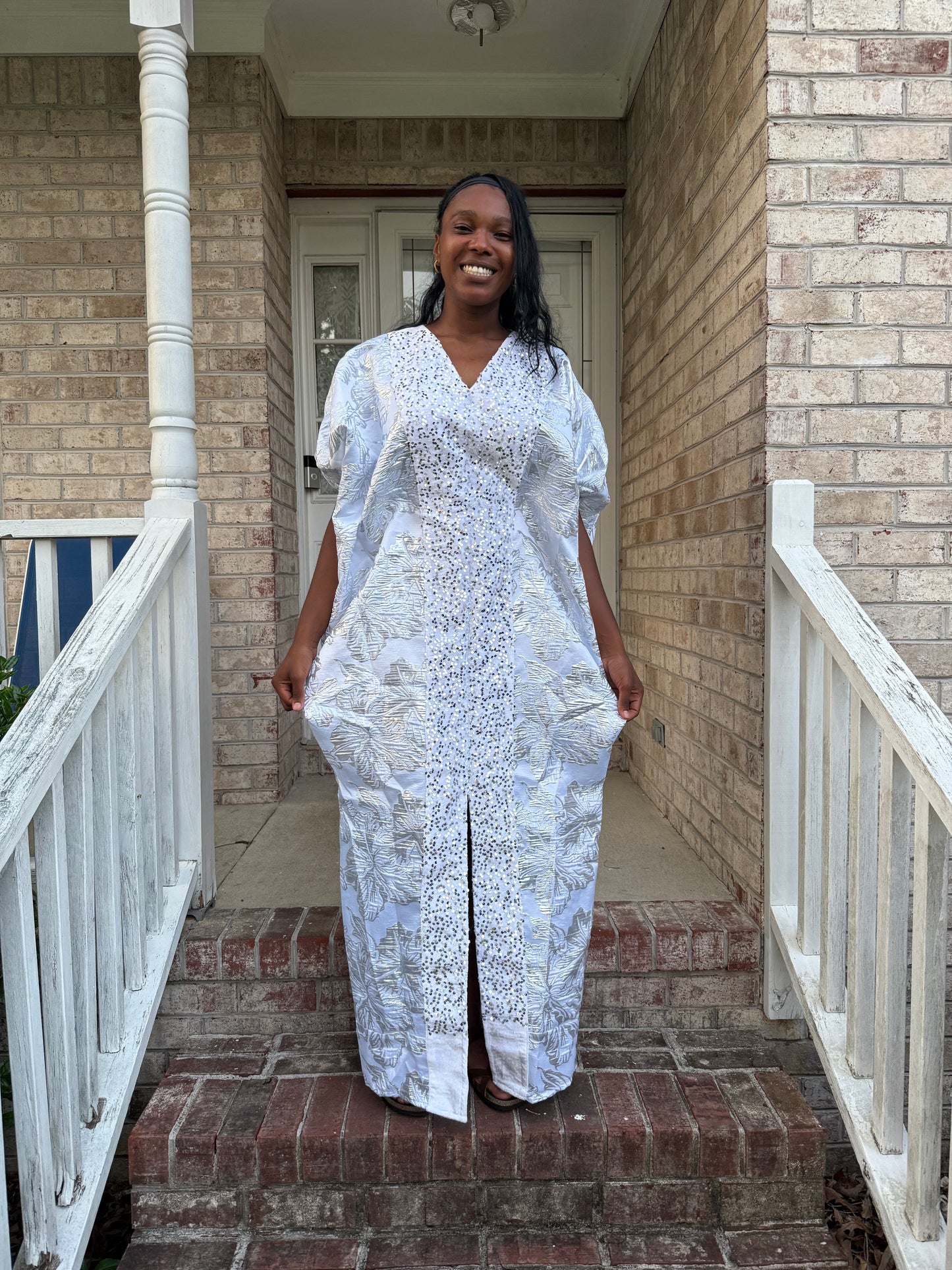 Luxury Afro Talia Damask Brocade Boubou Maxi Dress