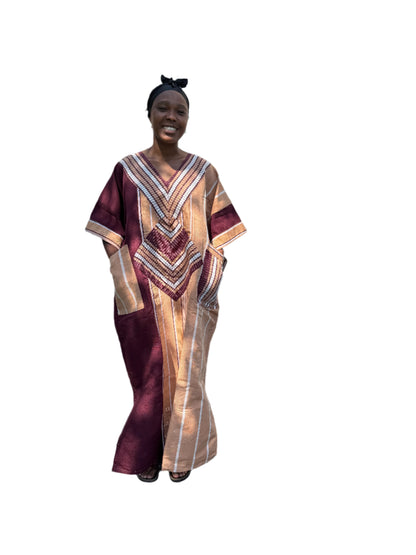 Special African Traditional Woven Aso-Oke/Kente Boubou Maxi Dress