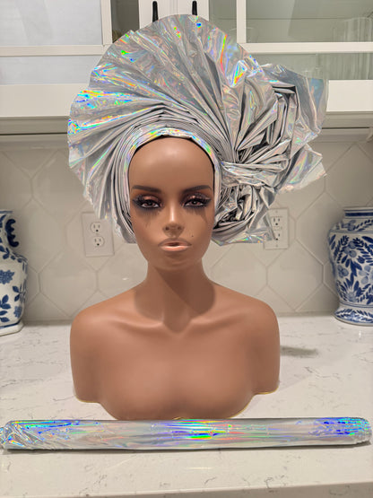 African Unique Liquid Metallic Auto Gele 2p Set