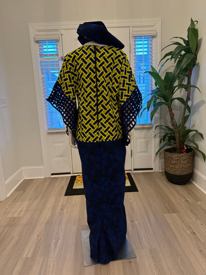 African Ankara Wax Print Basket Sleeve Dress