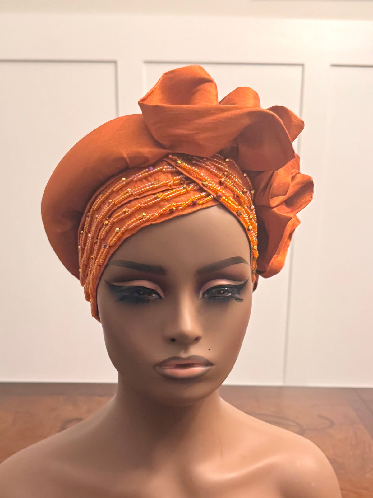 African Double Patterned Beaded Afro Adufe Turban/Hat/Cap