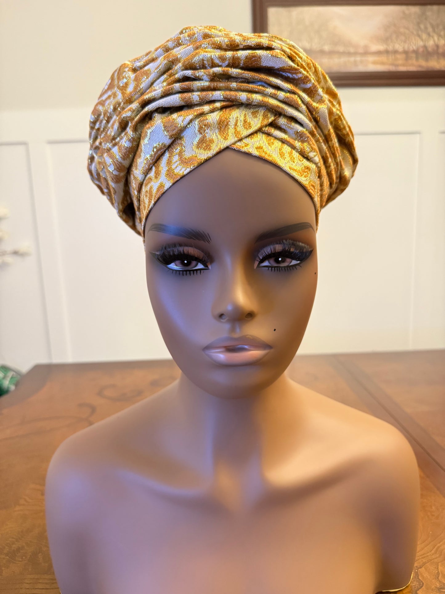 African Damask Flower Shaped Turban /Dastar/Hijab/Chador/Tigno/ headscarf/wrap/Hat