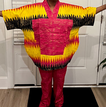 Afro Kente Gold Buga Pant Set Afro American Outfits