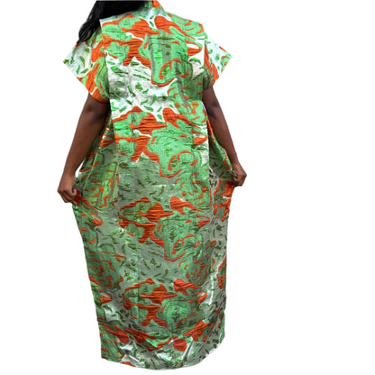 Luxury Rich Aunty Damask Brocade Bubu/Boubou Dress