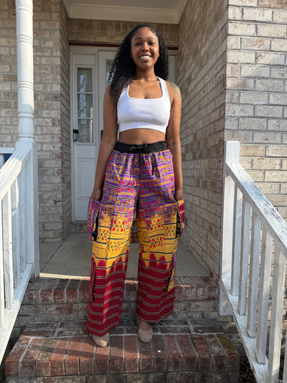 African Ankara Wax Prints  Double Pockets Cargo Pants/Bottom
