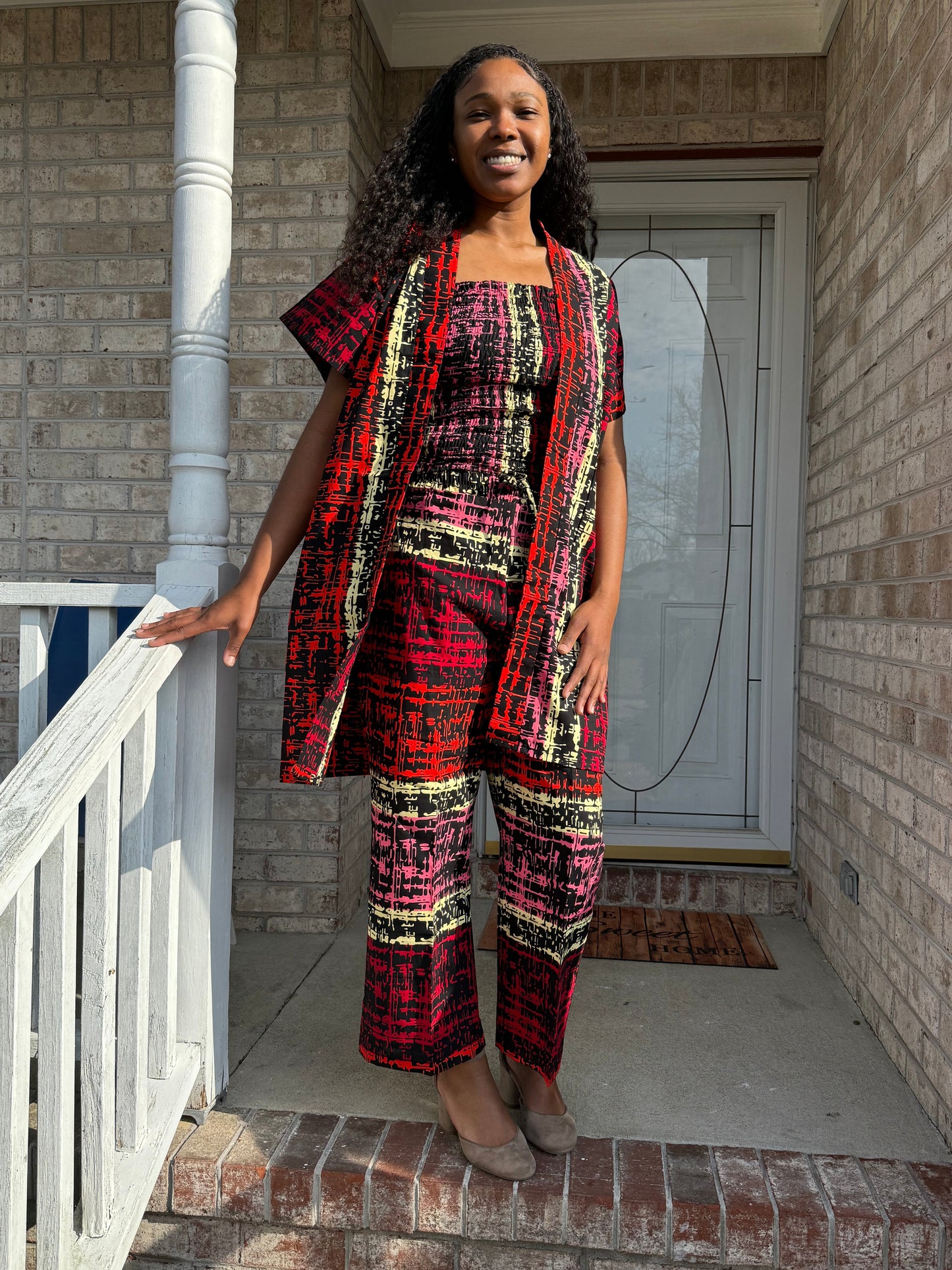 Modern African Ankara Wax Print Afro Evelyn 3p Women Pant Set Afro American Outfits