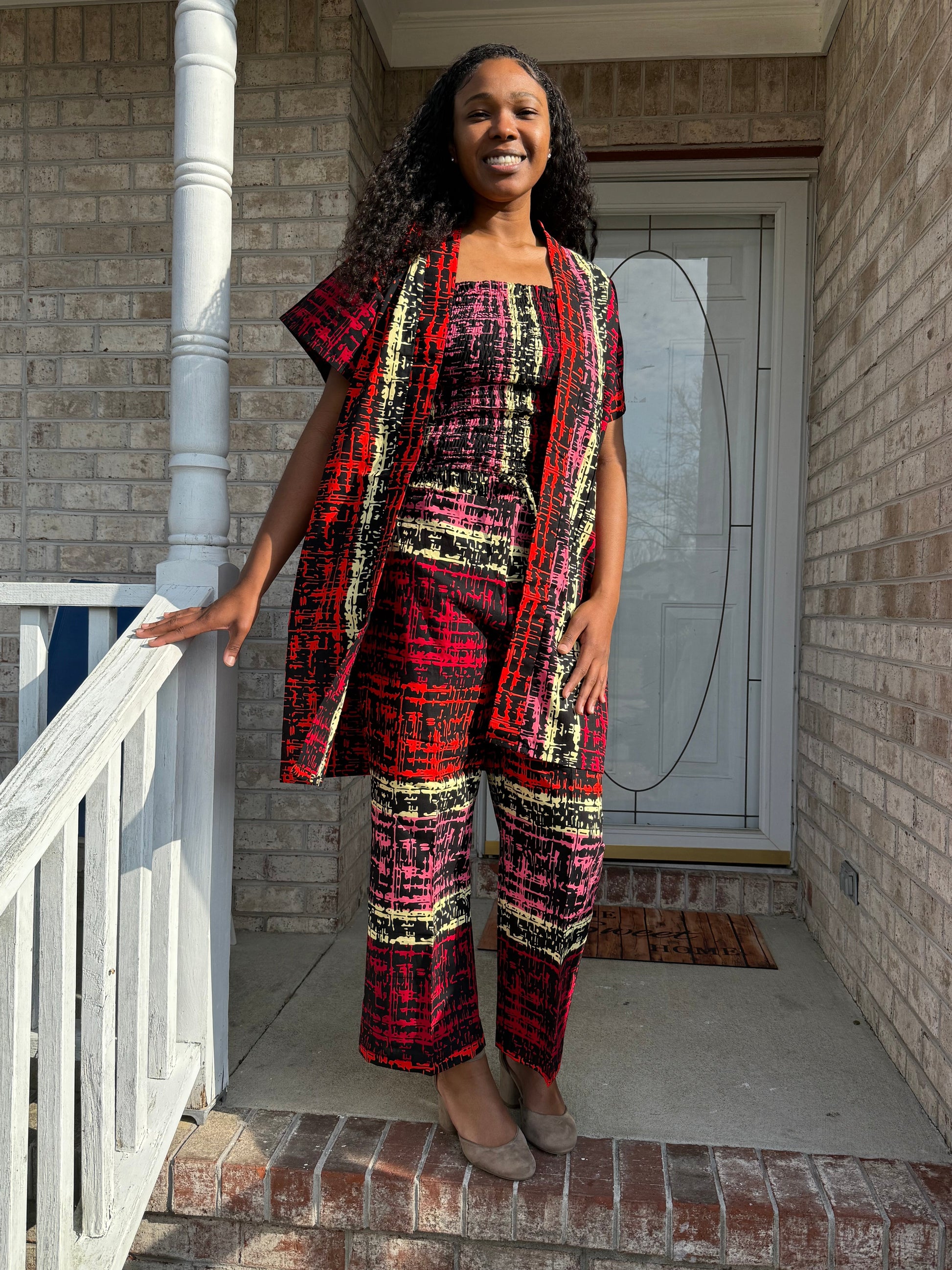 Modern African Ankara Wax Print Afro Evelyn 3p Women Pant Set Afro American Outfits