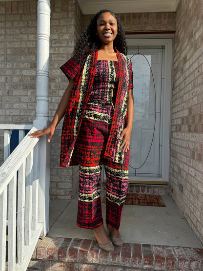 Modern African Ankara Wax Print Afro Evelyn 3p Women Pant Set Afro American Outfits