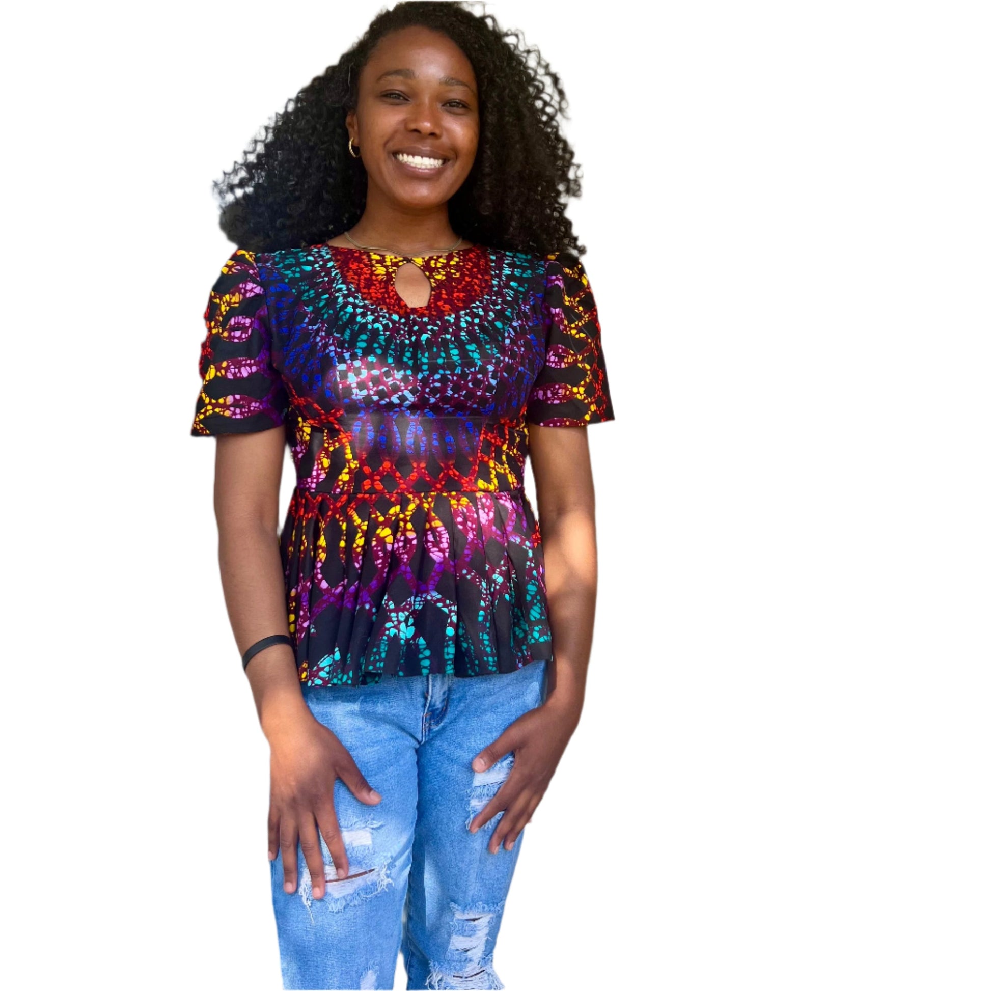 African Prints Ankara Fitted Tops/Blouse Afro American Outfits