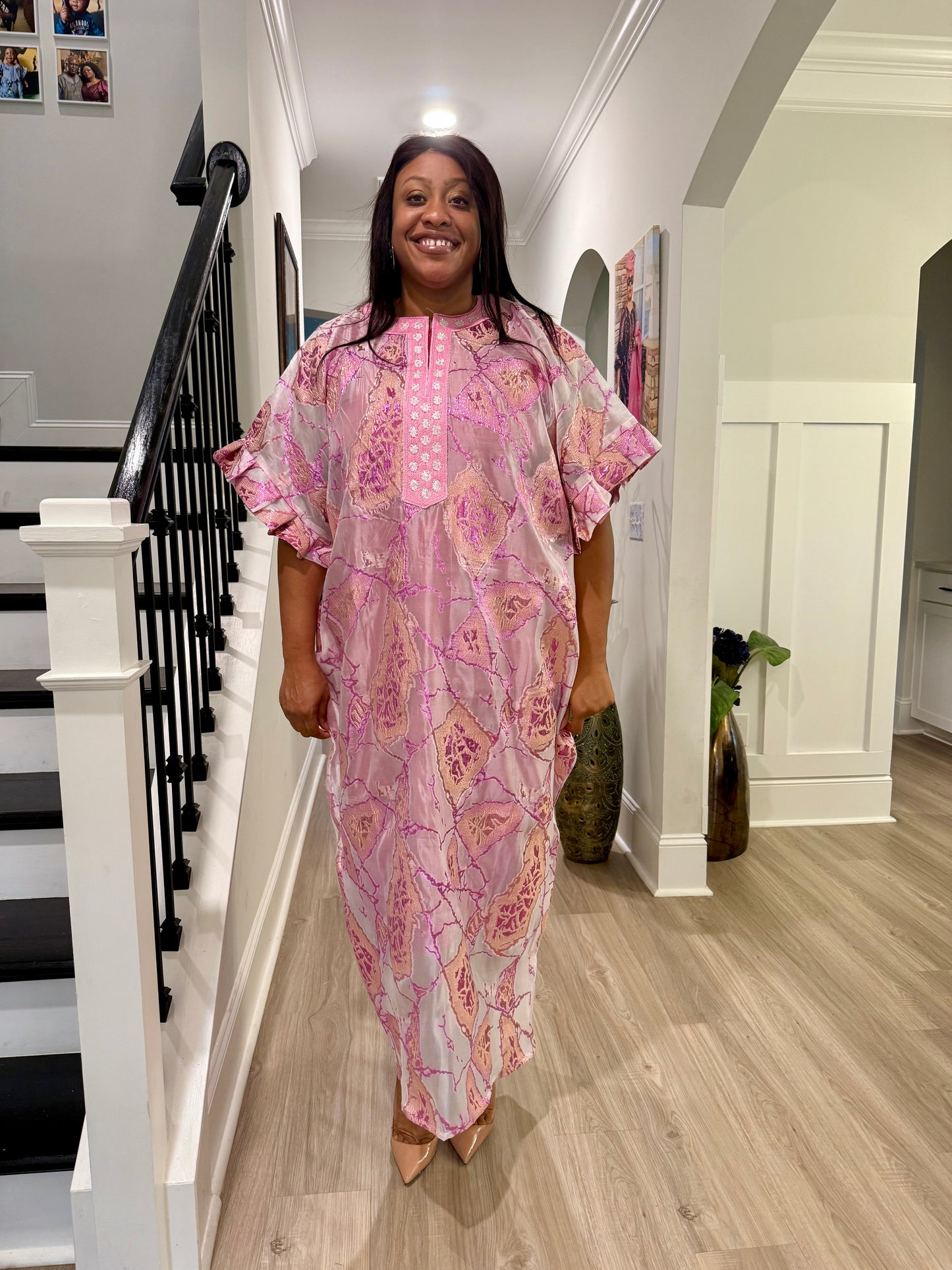Afro Jaquard Tulle Kaftan Dress