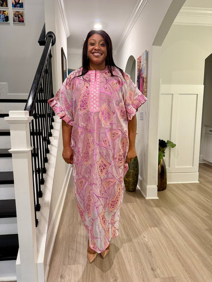 Afro Jaquard Tulle Kaftan Dress