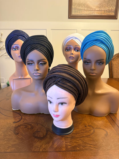 African glittering Step Patterned Turban
