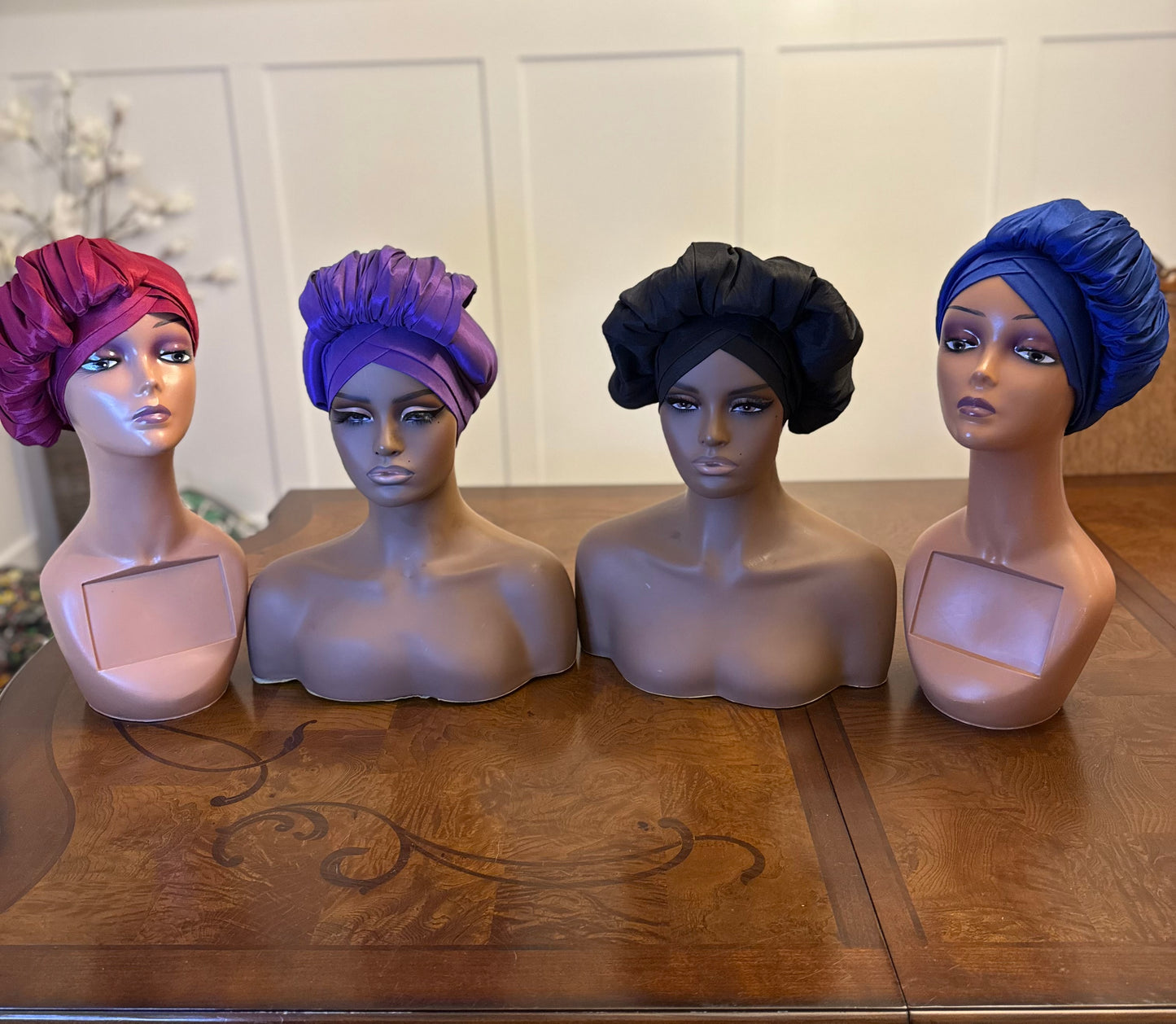 African 2 in 1p Ruffle Turban/Hat/Cap