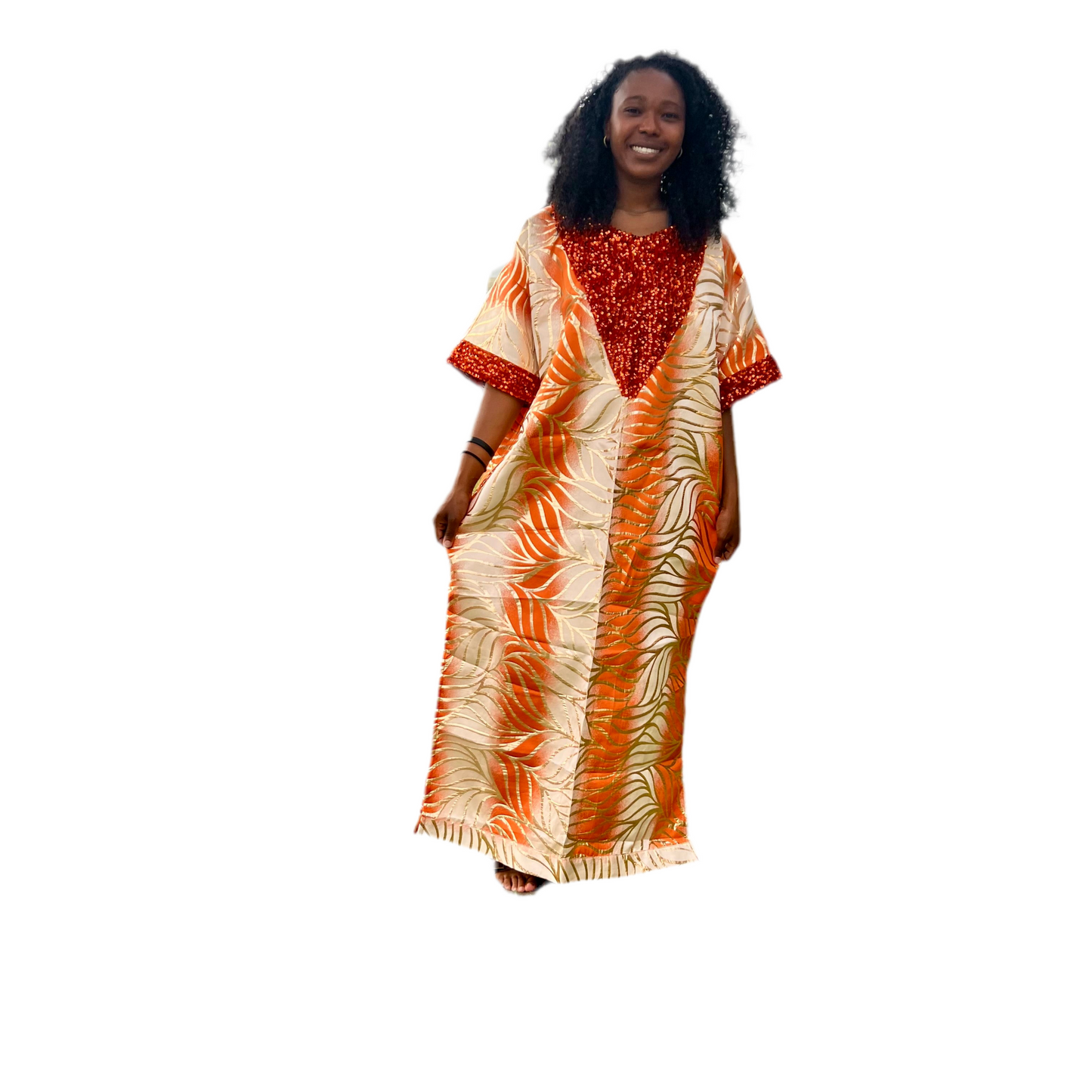 African Unique Damask Brocade with Sequins Boubou/Maxi Dress