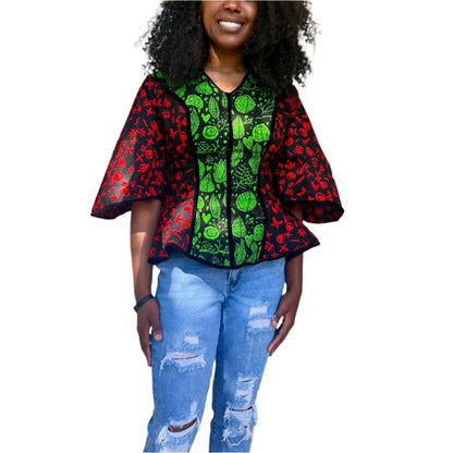 African Prints Ankara Fitted Tops/Blouse Afro American Outfits